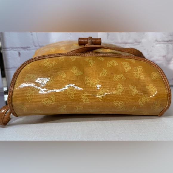 Collectors 70’s BOTTEGA VENETA Vinyl Crossbody Bag Gold Yellow Tan Leather 9x9x3 - Picture 5 of 14